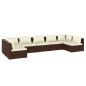 Preview: 7-tlg. Garten-Lounge-Set mit Kissen Poly Rattan Braun