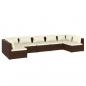Preview: 7-tlg. Garten-Lounge-Set mit Kissen Poly Rattan Braun