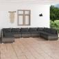 Preview: ARDEBO.de - 9-tlg. Garten-Lounge-Set mit Kissen Poly Rattan Grau