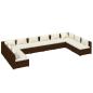 Preview: 10-tlg. Garten-Lounge-Set mit Kissen Poly Rattan Braun