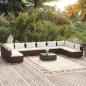 Preview: ARDEBO.de - 11-tlg. Garten-Lounge-Set mit Kissen Poly Rattan Braun