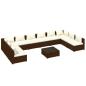 Preview: 11-tlg. Garten-Lounge-Set mit Kissen Poly Rattan Braun
