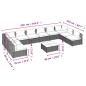 Preview: 11-tlg. Garten-Lounge-Set mit Kissen Poly Rattan Braun