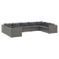 Preview: 9-tlg. Garten-Lounge-Set mit Kissen Poly Rattan Grau