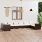 Preview: ARDEBO.de - 10-tlg. Garten-Lounge-Set mit Kissen Poly Rattan Braun