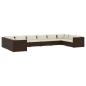 Preview: 10-tlg. Garten-Lounge-Set mit Kissen Poly Rattan Braun
