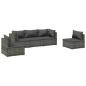 Preview: 5-tlg. Garten-Lounge-Set mit Kissen Poly Rattan Grau