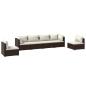 Preview: 6-tlg. Garten-Lounge-Set mit Kissen Poly Rattan Braun