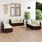 Preview: ARDEBO.de - 6-tlg. Garten-Lounge-Set mit Kissen Poly Rattan Braun