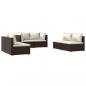 Preview: 6-tlg. Garten-Lounge-Set mit Kissen Poly Rattan Braun