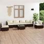 Preview: ARDEBO.de - 7-tlg. Garten-Lounge-Set mit Kissen Poly Rattan Braun
