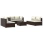 Preview: 7-tlg. Garten-Lounge-Set mit Kissen Poly Rattan Braun