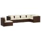 Preview: 6-tlg. Garten-Lounge-Set mit Kissen Poly Rattan Braun