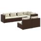 Preview: 7-tlg. Garten-Lounge-Set mit Kissen Braun Poly Rattan