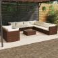 Preview: ARDEBO.de - 10-tlg. Garten-Lounge-Set mit Kissen Braun Poly Rattan