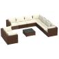 Preview: 10-tlg. Garten-Lounge-Set mit Kissen Braun Poly Rattan