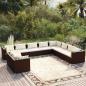 Preview: ARDEBO.de - 10-tlg. Garten-Lounge-Set mit Kissen Braun Poly Rattan