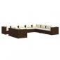 Preview: 10-tlg. Garten-Lounge-Set mit Kissen Braun Poly Rattan