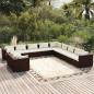 Preview: ARDEBO.de - 11-tlg. Garten-Lounge-Set mit Kissen Braun Poly Rattan