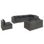 Preview: 8-tlg. Garten-Lounge-Set mit Kissen Poly Rattan Grau