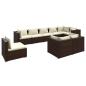 Preview: 9-tlg. Garten-Lounge-Set mit Kissen Poly Rattan Braun