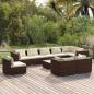 Preview: ARDEBO.de - 10-tlg. Garten-Lounge-Set mit Kissen Poly Rattan Braun