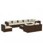 Preview: 10-tlg. Garten-Lounge-Set mit Kissen Poly Rattan Braun