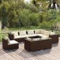Preview: ARDEBO.de - 9-tlg. Garten-Lounge-Set mit Kissen Poly Rattan Braun