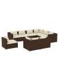 Preview: 9-tlg. Garten-Lounge-Set mit Kissen Poly Rattan Braun