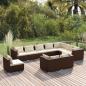 Preview: ARDEBO.de - 10-tlg. Garten-Lounge-Set mit Kissen Poly Rattan Braun
