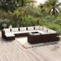 Preview: ARDEBO.de - 11-tlg. Garten-Lounge-Set mit Kissen Poly Rattan Braun