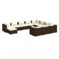 Preview: 11-tlg. Garten-Lounge-Set mit Kissen Poly Rattan Braun