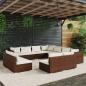 Preview: ARDEBO.de - 11-tlg. Garten-Lounge-Set mit Kissen Braun Poly Rattan