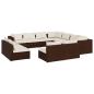 Preview: 11-tlg. Garten-Lounge-Set mit Kissen Braun Poly Rattan