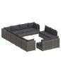 Preview: 12-tlg. Garten-Lounge-Set mit Kissen Grau Poly Rattan