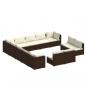 Preview: 13-tlg. Garten-Lounge-Set mit Kissen Braun Poly Rattan