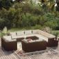 Preview: ARDEBO.de - 12-tlg. Garten-Lounge-Set mit Kissen Braun Poly Rattan