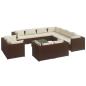 Preview: 12-tlg. Garten-Lounge-Set mit Kissen Braun Poly Rattan