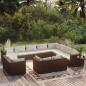 Preview: ARDEBO.de - 12-tlg. Garten-Lounge-Set mit Kissen Braun Poly Rattan