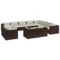Preview: 12-tlg. Garten-Lounge-Set mit Kissen Braun Poly Rattan