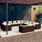Preview: ARDEBO.de - 13-tlg. Garten-Lounge-Set mit Kissen Braun Poly Rattan