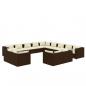 Preview: 13-tlg. Garten-Lounge-Set mit Kissen Braun Poly Rattan