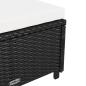 Preview: Sonnenliege mit Cremeweißer Auflage Poly Rattan Schwarz