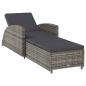 Preview: Sonnenliege mit Dunkelgrauer Auflage Poly Rattan Grau
