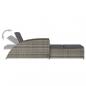 Preview: Sonnenliege mit Dunkelgrauer Auflage Poly Rattan Grau