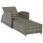 Preview: Sonnenliege mit Dunkelgrauer Auflage Poly Rattan Grau
