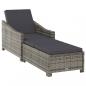 Preview: Sonnenliege mit Dunkelgrauer Auflage Poly Rattan Grau