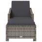 Preview: Sonnenliege mit Dunkelgrauer Auflage Poly Rattan Grau