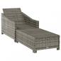 Preview: Sonnenliege mit Dunkelgrauer Auflage Poly Rattan Grau