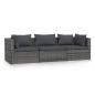 Preview: ARDEBO.de - 3-Sitzer-Sofa mit Kissen Grau Poly Rattan